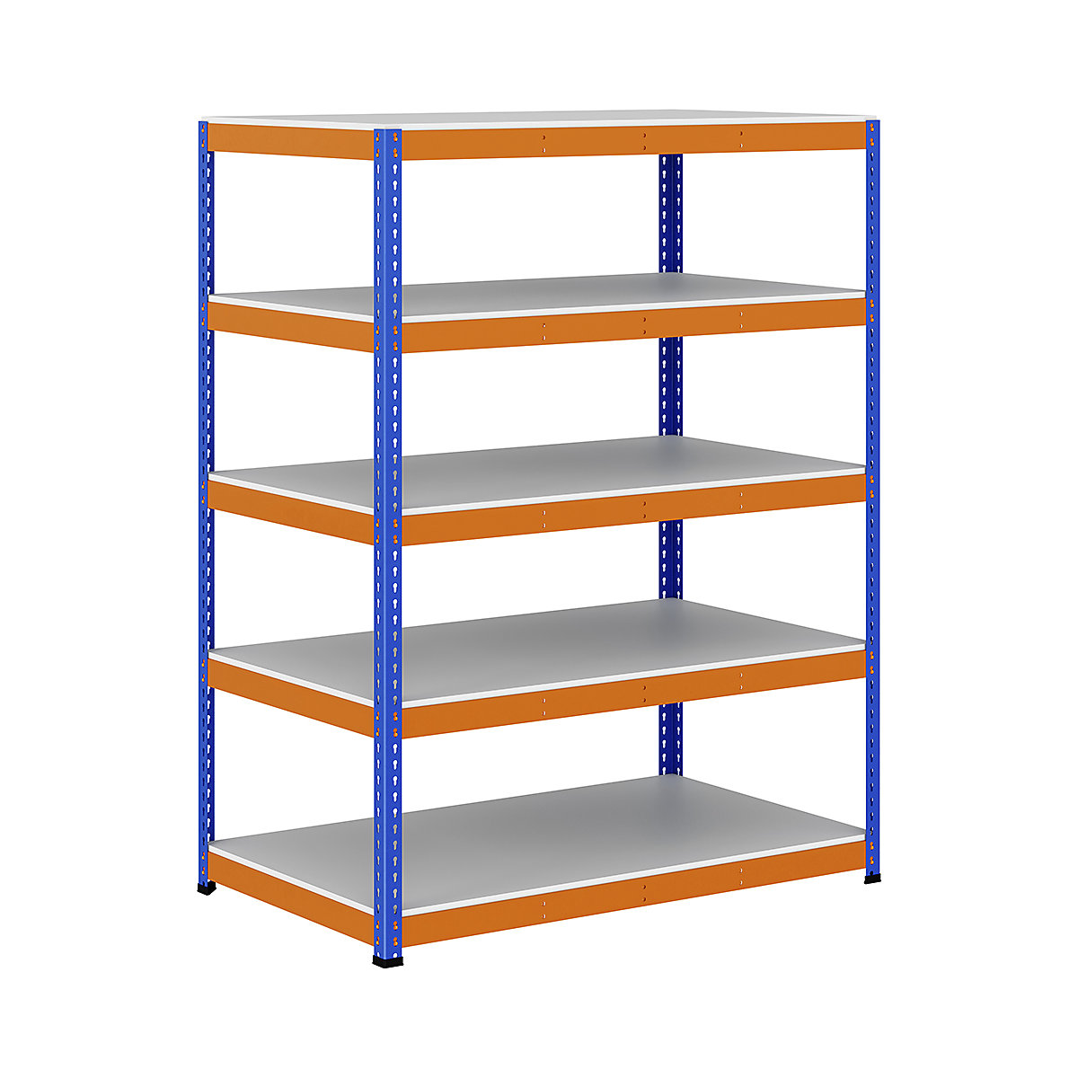 BiG400 1980mm High Racking, BiG400 1980mm High Racking, BiG400 Melamine Racking 1980h X 1525w X 915d Mm 5 Levels 375kg UDL Blue & Orange-251