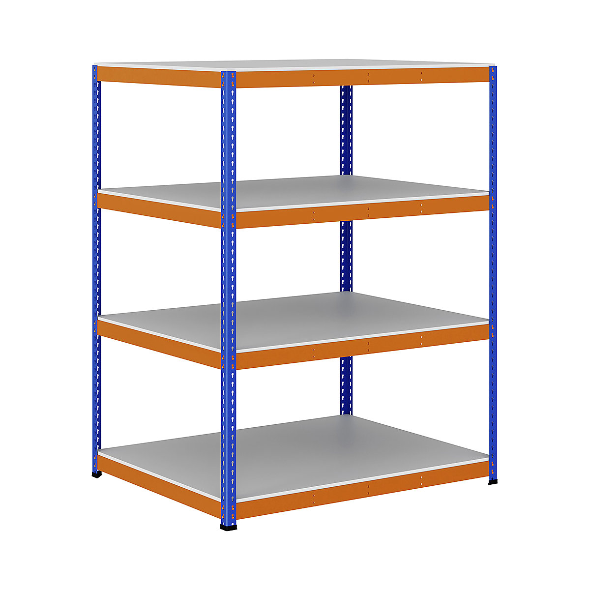 BiG400 1980mm High Racking, BiG400 1980mm High Racking, BiG400 Melamine Racking 1980h x 1525w x 1220d mm 4 Levels 400kg UDL Blue & Orange-174