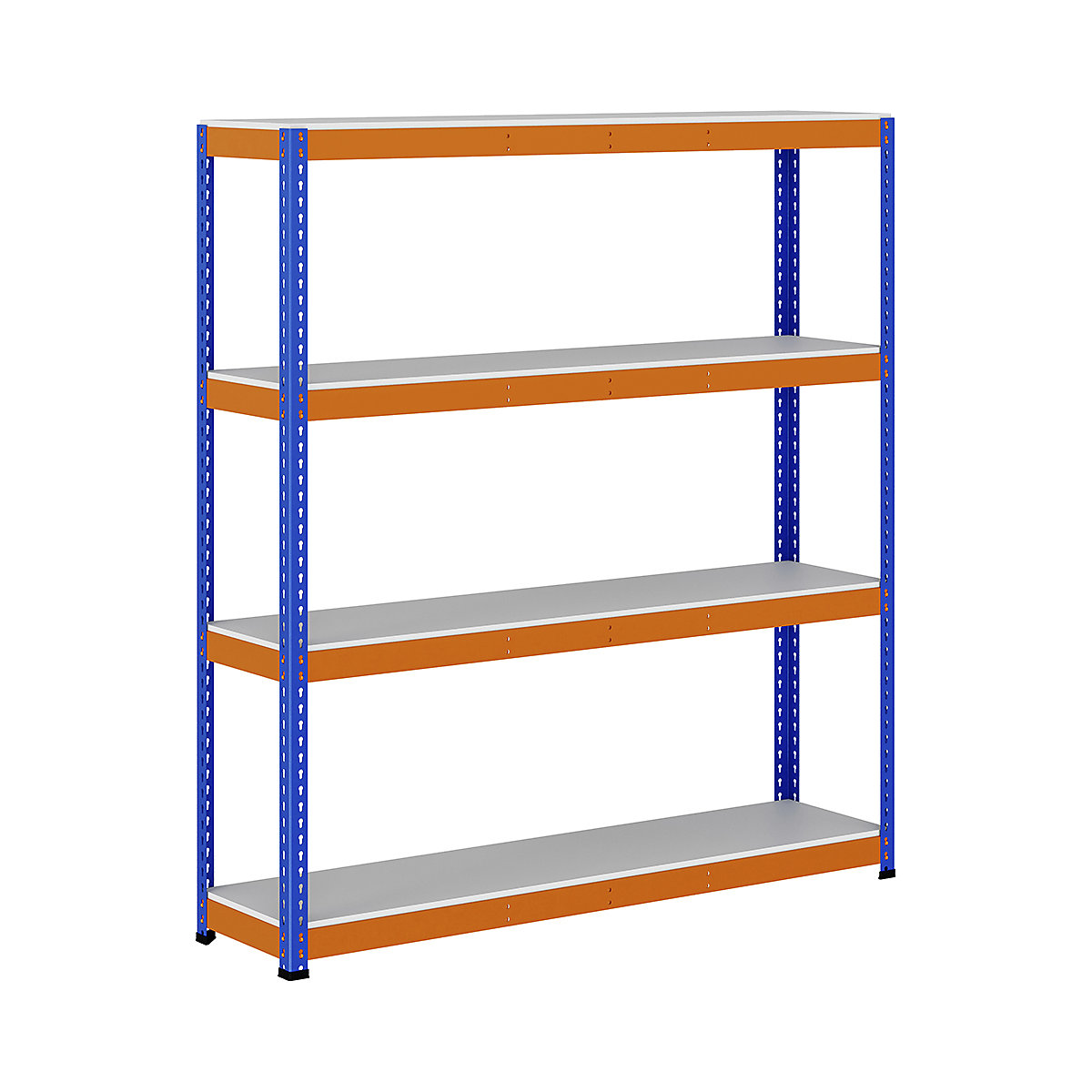 BiG400 1980mm High Racking, BiG400 1980mm High Racking, BiG400 Melamine Racking 1980h x 1830w x 455d mm 4 Levels 400kg UDL Blue & Orange-57