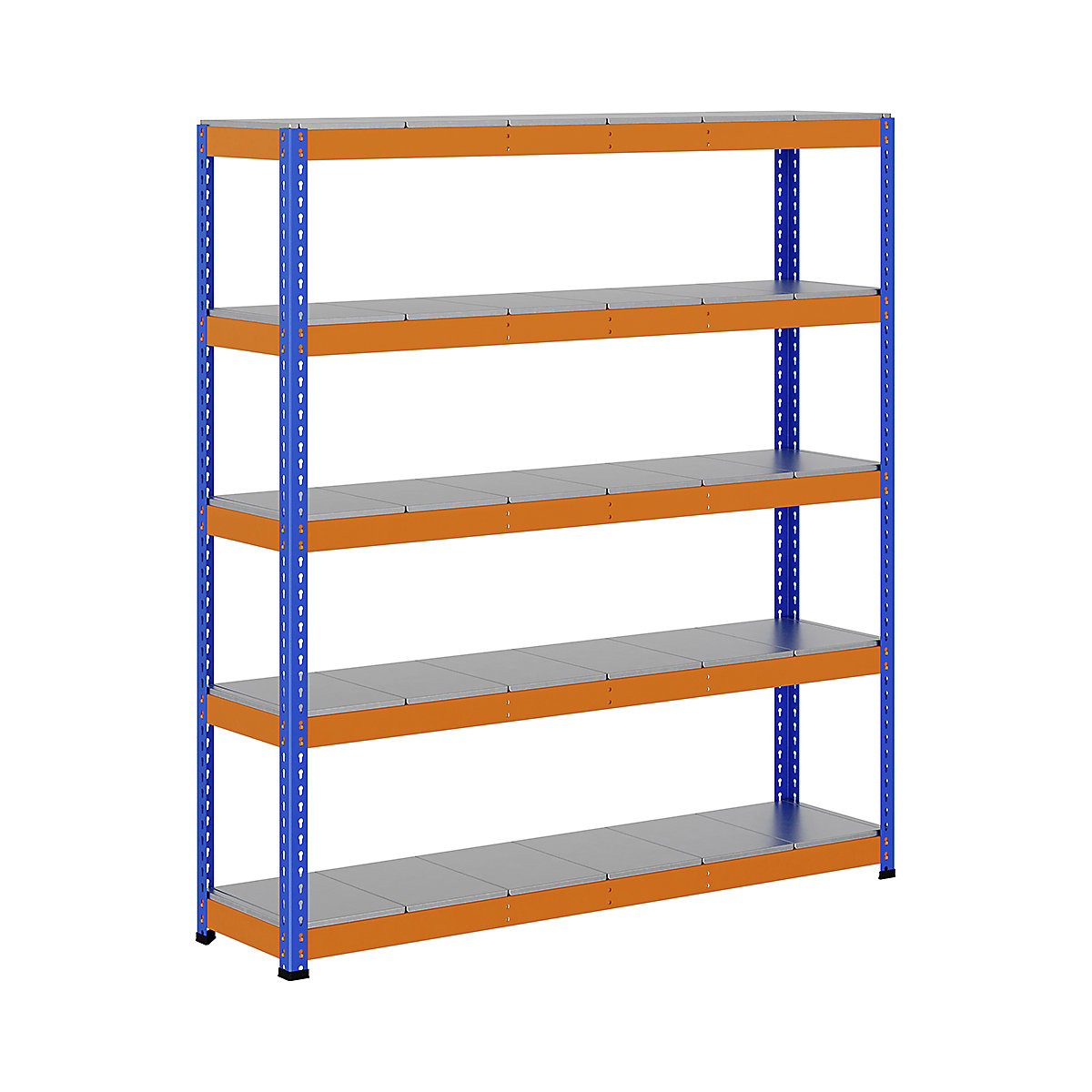 BiG400 1980mm High Racking, BiG400 1980mm High Racking, BiG400 Steel Racking 1980h X 1830w X 455d Mm 5 Levels 375kg UDL Blue & Orange-161