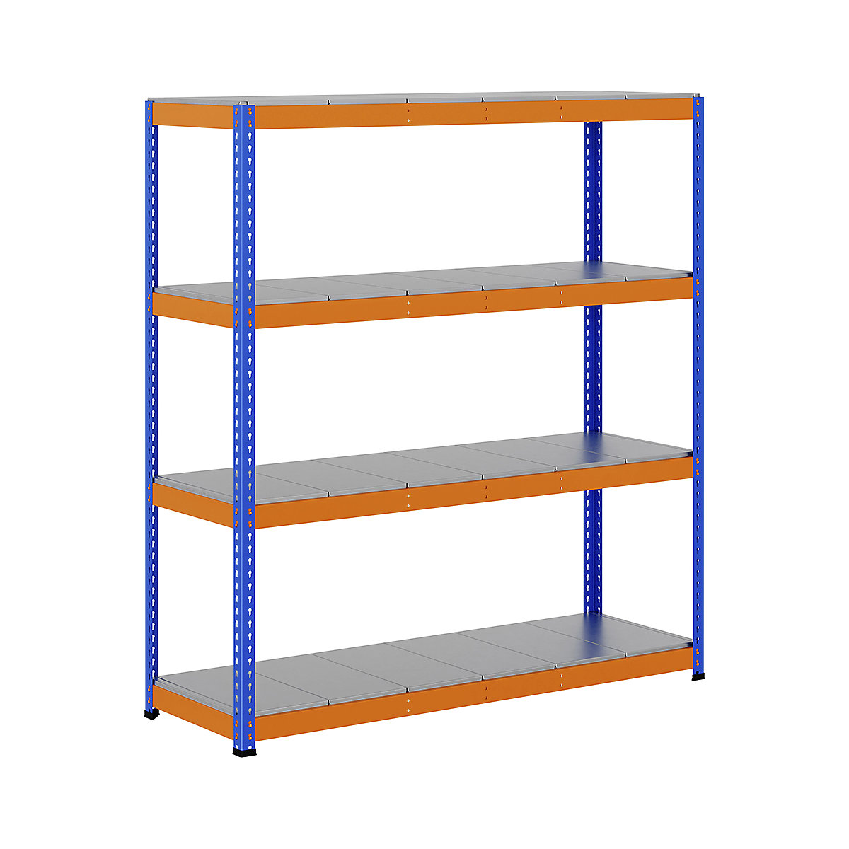BiG400 1980mm High Racking, BiG400 1980mm High Racking, BiG400 Steel Racking 1980h x 1830w x 610d mm 4 Levels 400kg UDL Blue & Orange-212