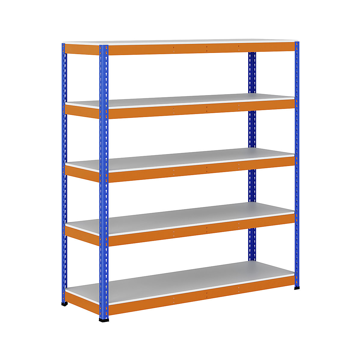 BiG400 1980mm High Racking, BiG400 1980mm High Racking, BiG400 Melamine Racking 1980h X 1830w X 610d Mm 5 Levels 375kg UDL Blue & Orange-255