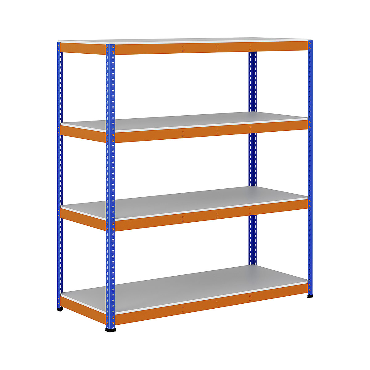 BiG400 1980mm High Racking, BiG400 1980mm High Racking, BiG400 Melamine Racking 1980h x 1830w x 760d mm 4 Levels 400kg UDL Blue & Orange-189