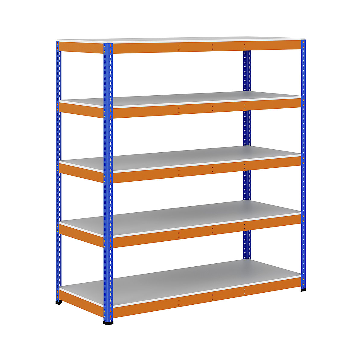 BiG400 1980mm High Racking, BiG400 1980mm High Racking, BiG400 Melamine Racking 1980h X 1830w X 760d Mm 5 Levels 375kg UDL Blue & Orange-323