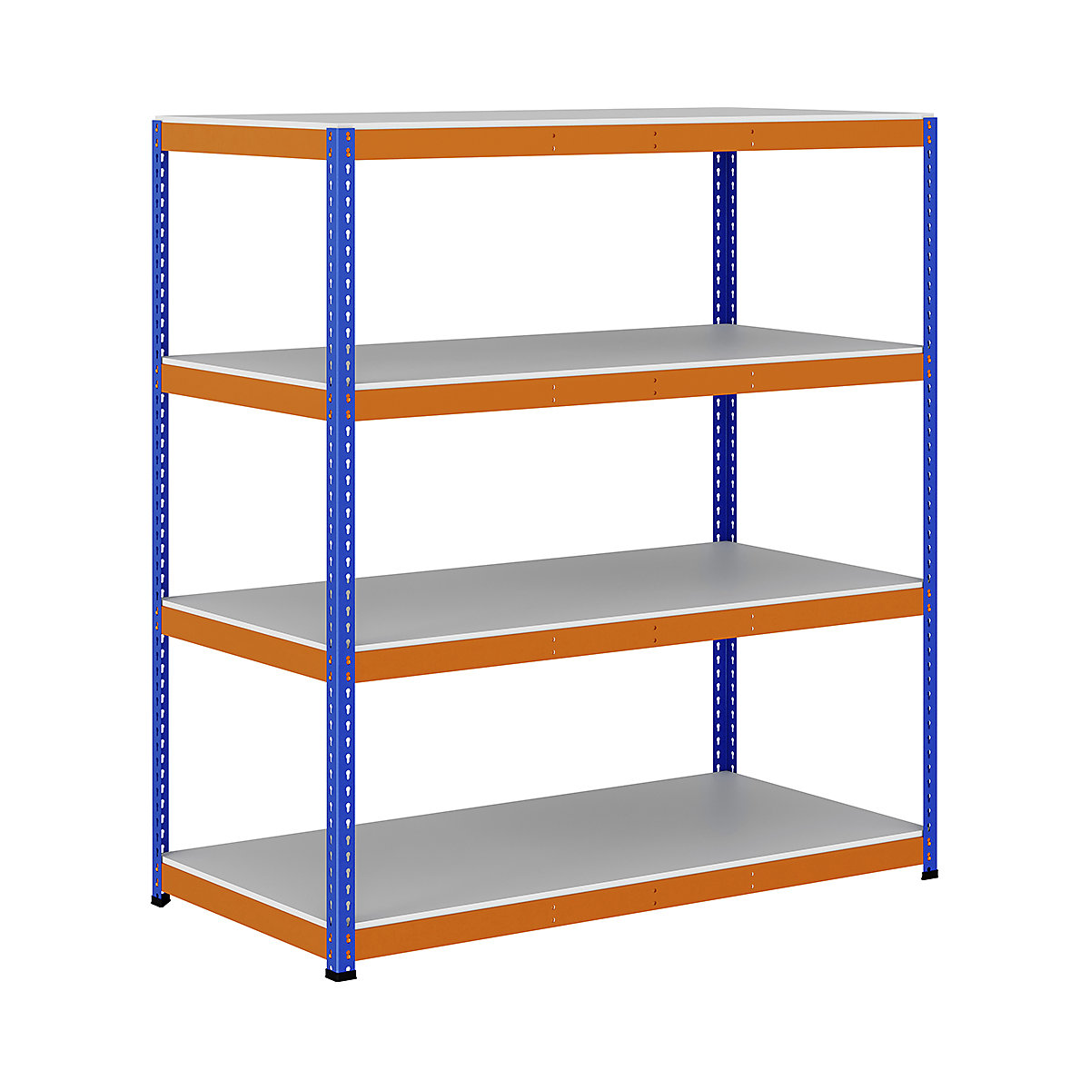 BiG400 1980mm High Racking, BiG400 1980mm High Racking, BiG400 Melamine Racking 1980h x 1830w x 915d mm 4 Levels 400kg UDL Blue & Orange-184