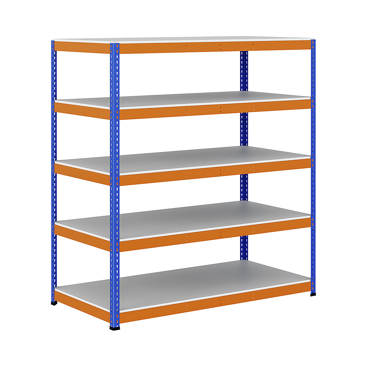 BiG400 1980mm High Racking, BiG400 1980mm High Racking, BiG400 Melamine Racking 1980h X 1830w X 915d Mm 5 Levels 375kg UDL Blue & Orange-209