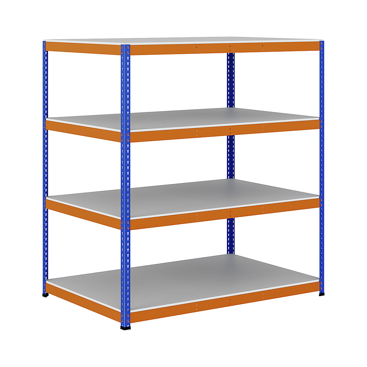 BiG400 1980mm High Racking, BiG400 1980mm High Racking, BiG400 Melamine Racking 1980h x 1830w x 1220d mm 4 Levels 400kg UDL Blue & Orange-99