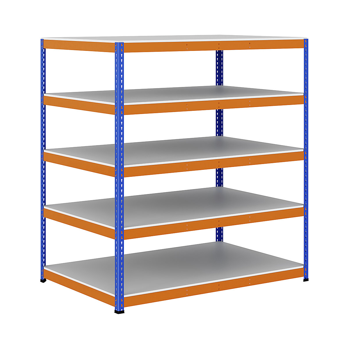 BiG400 1980mm High Racking, BiG400 1980mm High Racking, BiG400 Melamine Racking 1980h x 1830w x 1220d mm 5 Levels 375kg UDL Blue & Orange-110