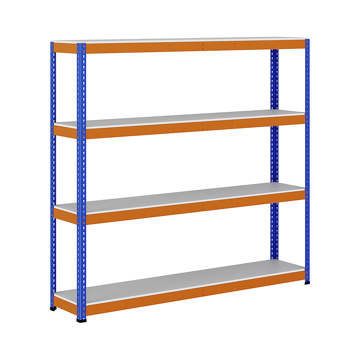 BiG400 1980mm High Racking, BiG400 1980mm High Racking, BiG400 Melamine Racking 1980h x 2135w x 455d mm 4 Levels 400kg UDL Blue & Orange-222