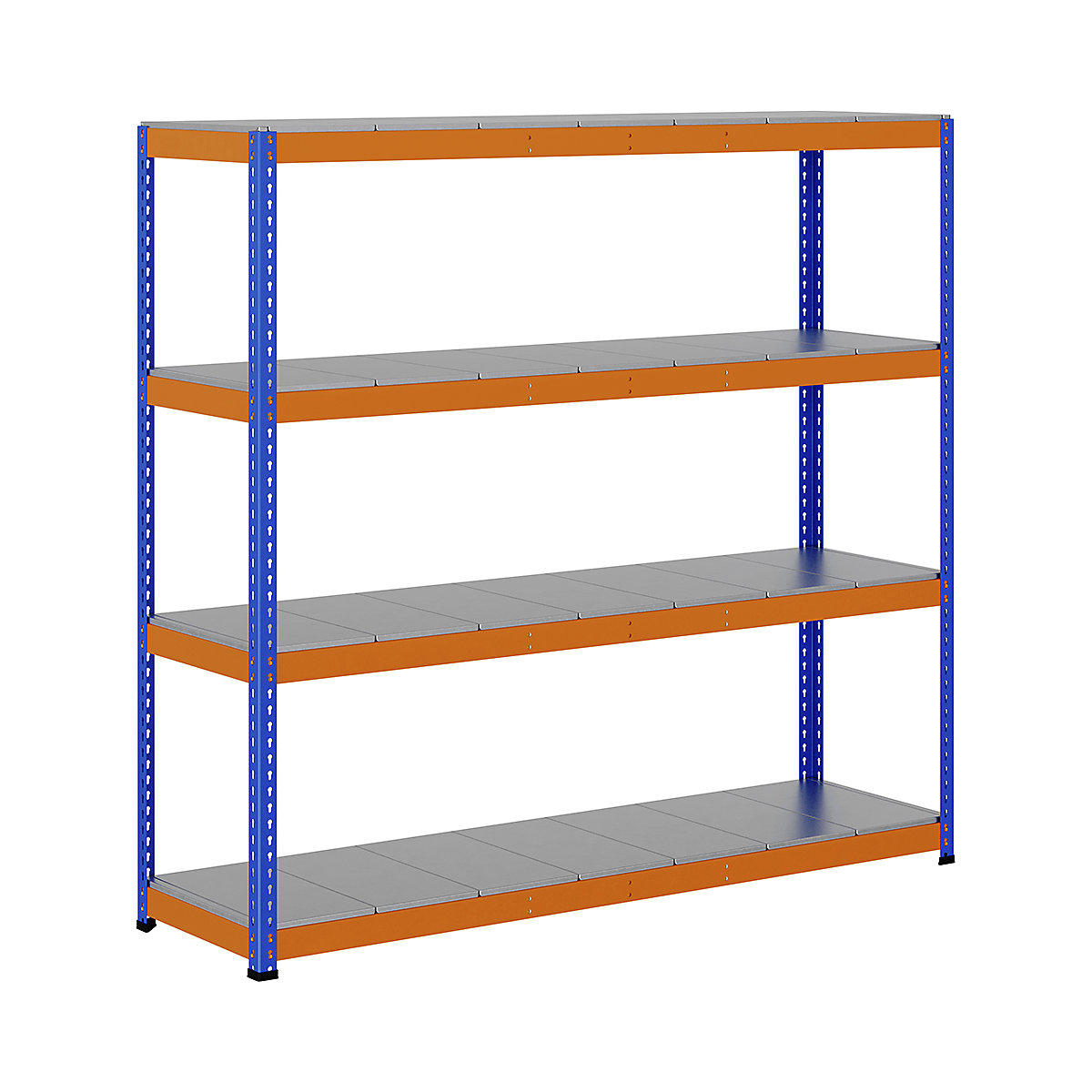 BiG400 1980mm High Racking, BiG400 1980mm High Racking, BiG400 Steel Racking 1980h x 2135w x 610d mm 4 Levels 400kg UDL Blue & Orange-200