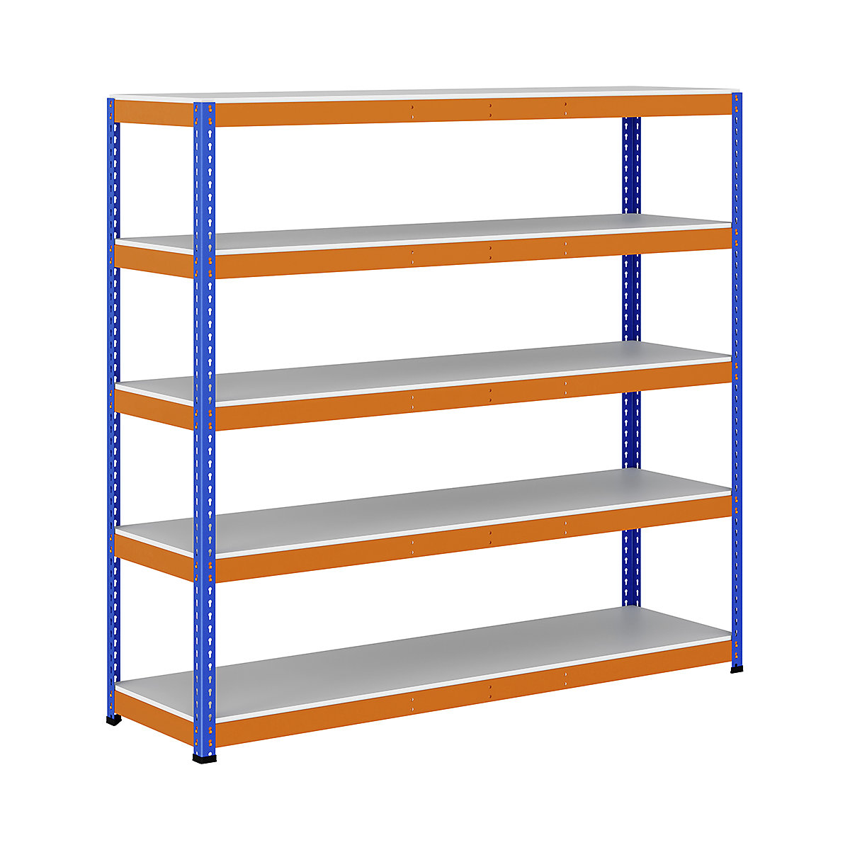 BiG400 1980mm High Racking, BiG400 1980mm High Racking, BiG400 Melamine Racking 1980h X 2135w X 610d Mm 5 Levels 375kg UDL Blue & Orange-39