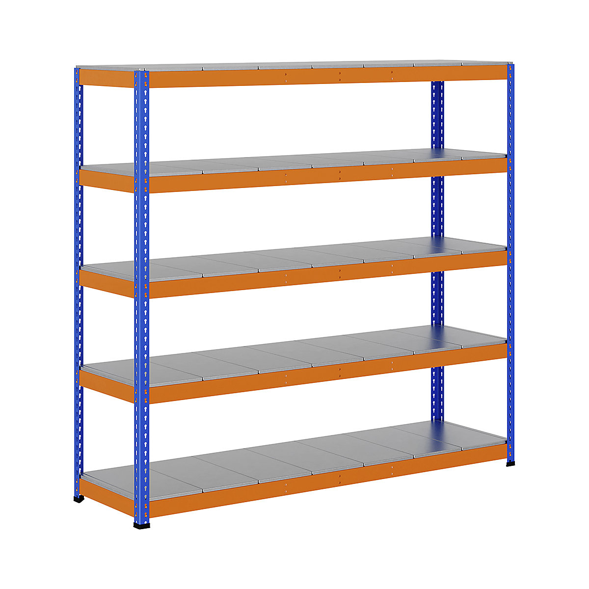 BiG400 1980mm High Racking, BiG400 1980mm High Racking, BiG400 Steel Racking 1980h X 2135w X 610d Mm 5 Levels 375kg UDL Blue & Orange-258