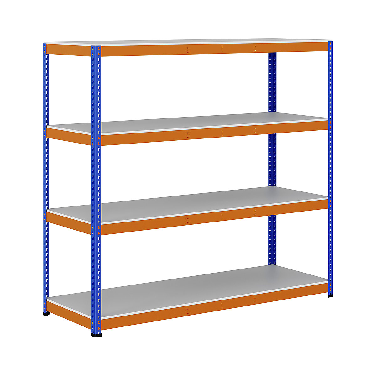 BiG400 1980mm High Racking, BiG400 1980mm High Racking, BiG400 Melamine Racking 1980h x 2135w x 760d mm 4 Levels 400kg UDL Blue & Orange-241