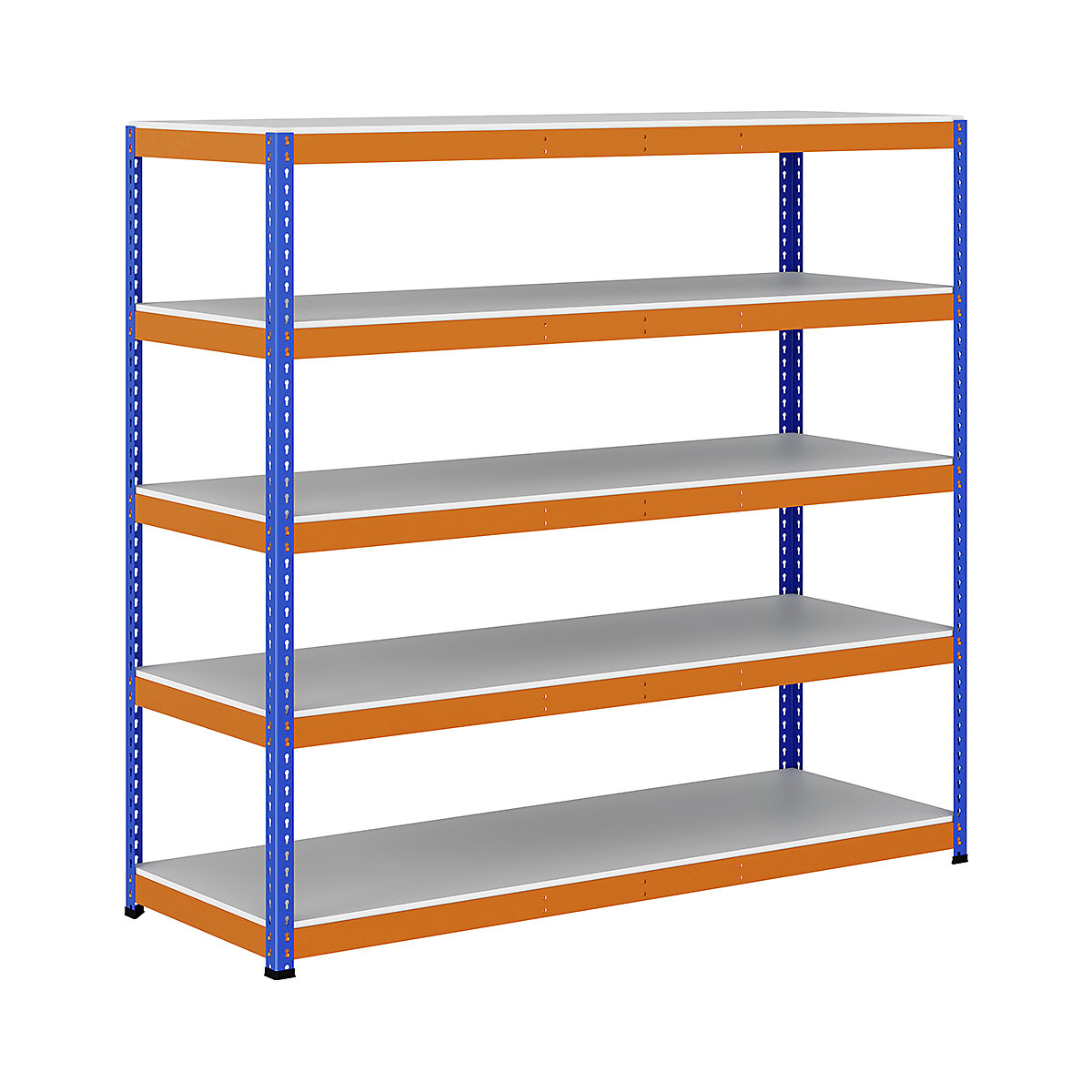 BiG400 1980mm High Racking, BiG400 1980mm High Racking, BiG400 Melamine Racking 1980h X 2135w X 760d Mm 5 Levels 375kg UDL Blue & Orange-38