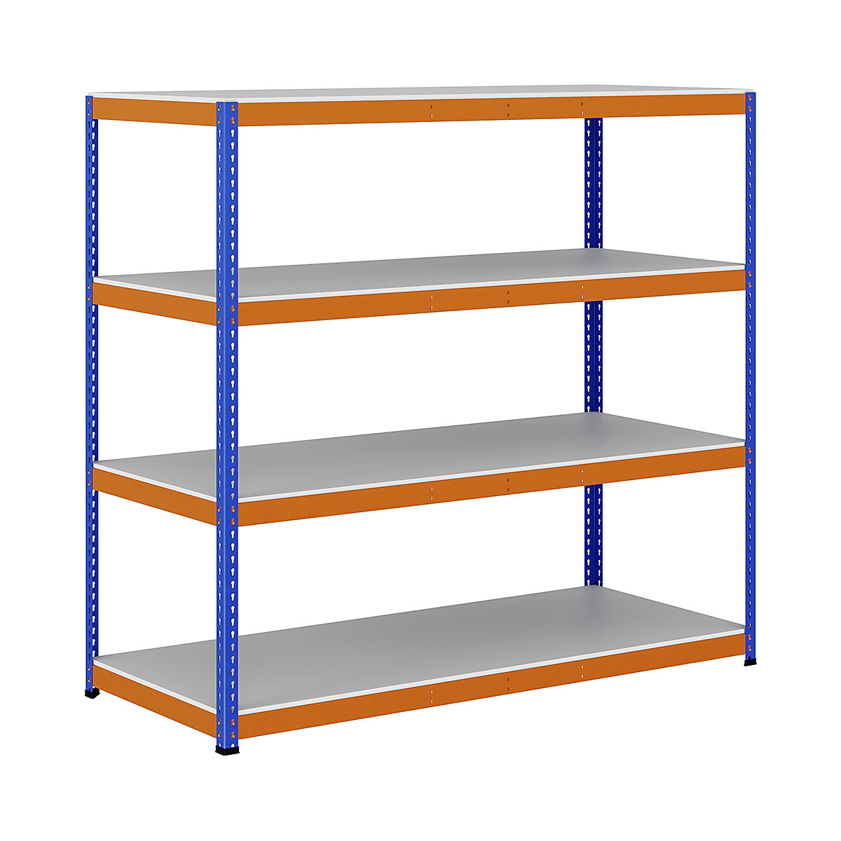 BiG400 1980mm High Racking, BiG400 1980mm High Racking, BiG400 Melamine Racking 1980h x 2135w x 915d mm 4 Levels 400kg UDL Blue & Orange-353