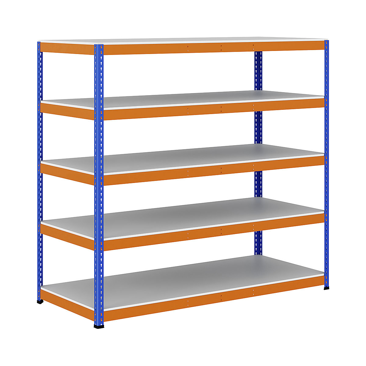 BiG400 1980mm High Racking, BiG400 1980mm High Racking, BiG400 Melamine Racking 1980h X 2135w X 915d Mm 5 Levels 375kg UDL Blue & Orange-196