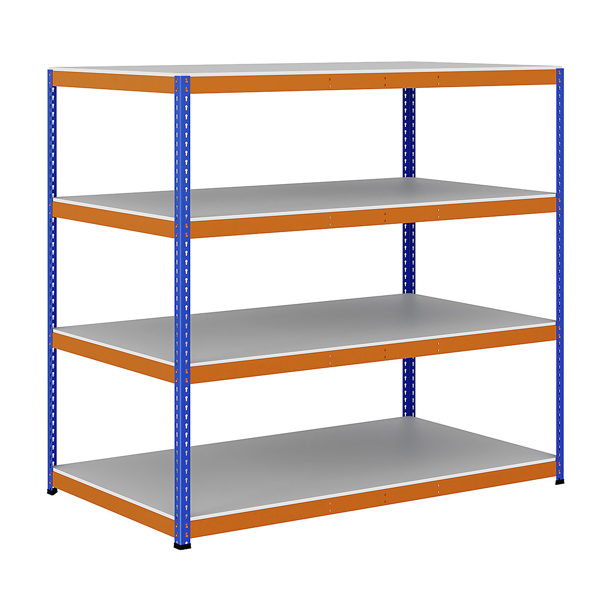 BiG400 1980mm High Racking, BiG400 1980mm High Racking, BiG400 Melamine Racking 1980h x 2135w x 1220d mm 4 Levels 400kg UDL Blue & Orange-82