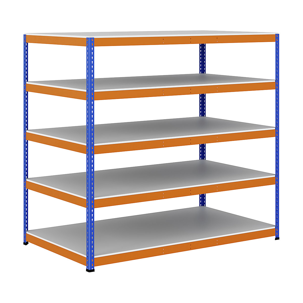 BiG400 1980mm High Racking, BiG400 1980mm High Racking, BiG400 Melamine Racking 1980h x 2135w x 1220d mm 5 Levels 375kg UDL Blue & Orange-219