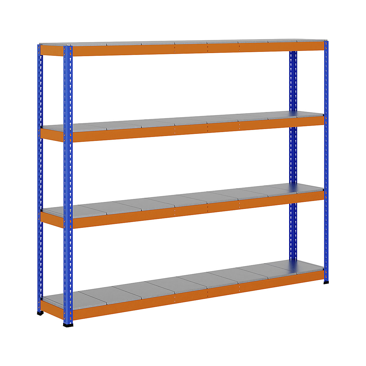 BiG400 1980mm High Racking, BiG400 1980mm High Racking, BiG400 Steel Racking 1980h x 2440w x 455d mm 4 Levels 400kg UDL Blue & Orange-195