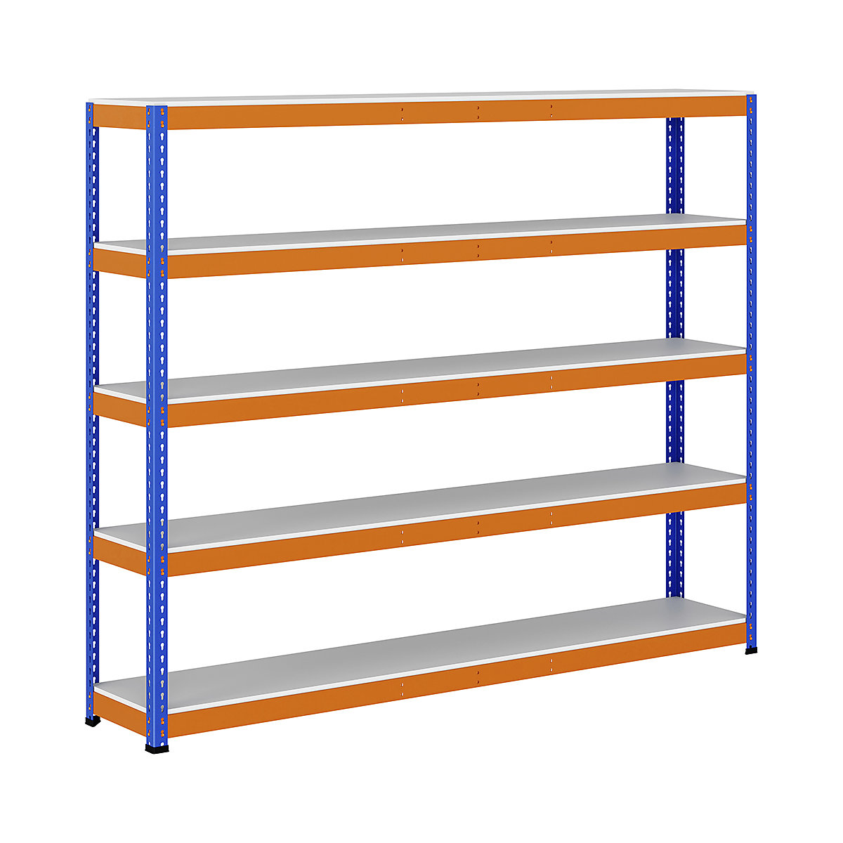 BiG400 1980mm High Racking, BiG400 1980mm High Racking, BiG400 Melamine Racking 1980h x 2440w x 455d mm 5 Levels 370kg UDL Blue & Orange-322