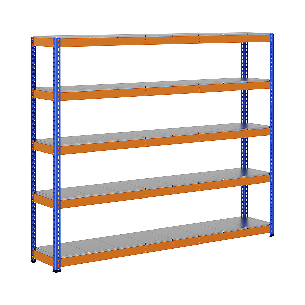 BiG400 1980mm High Racking, BiG400 1980mm High Racking, BiG400 Steel Racking 1980h X 2440w X 455d Mm 5 Levels 370kg UDL Blue & Orange-272