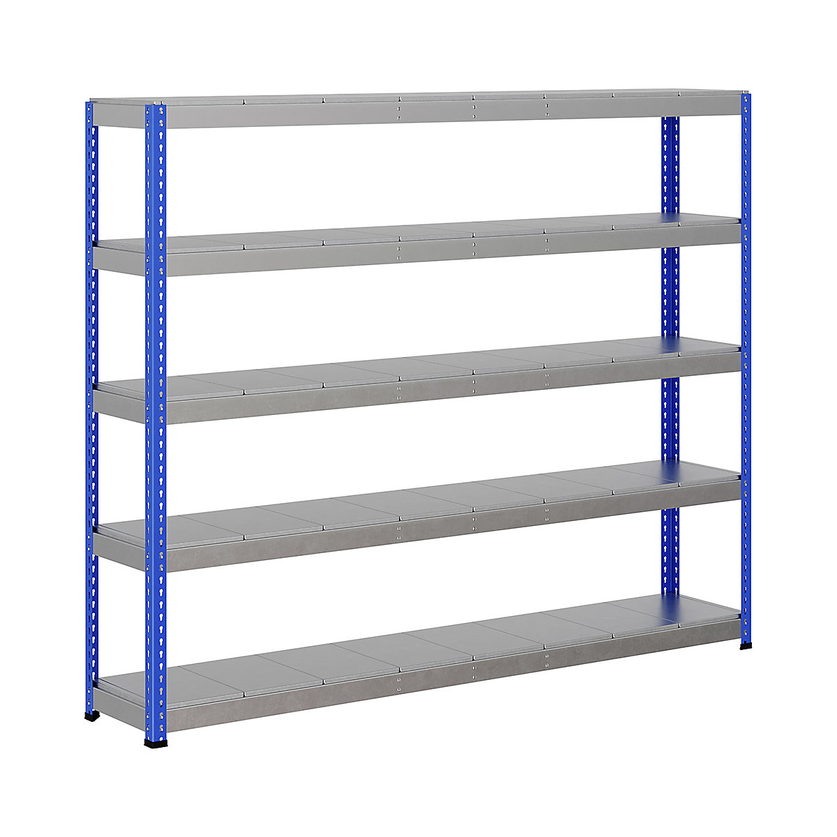 BiG400 1980mm High Racking, BiG400 1980mm High Racking, BiG400 Steel Racking 1980h X 2440w X 455d Mm 5 Levels 370kg UDL Blue & Silver-122