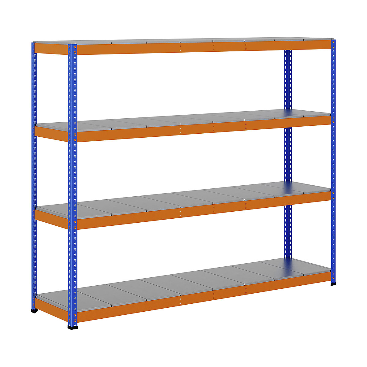 BiG400 1980mm High Racking, BiG400 1980mm High Racking, BiG400 Steel Racking 1980h x 2440w x 610d mm 4 Levels 400kg UDL Blue & Orange-168