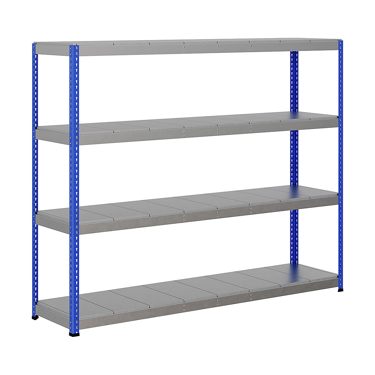 BiG400 1980mm High Racking, BiG400 1980mm High Racking, BiG400 Steel Racking 1980h X 2440w X 610d Mm 4 Levels 400kg UDL Blue & Silver-287