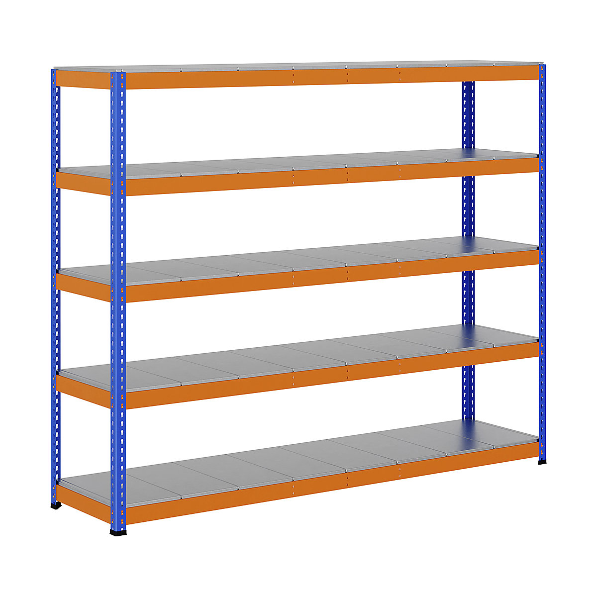 BiG400 1980mm High Racking, BiG400 1980mm High Racking, BiG400 Steel Racking 1980h X 2440w X 610d Mm 5 Levels 370kg UDL Blue & Orange-299