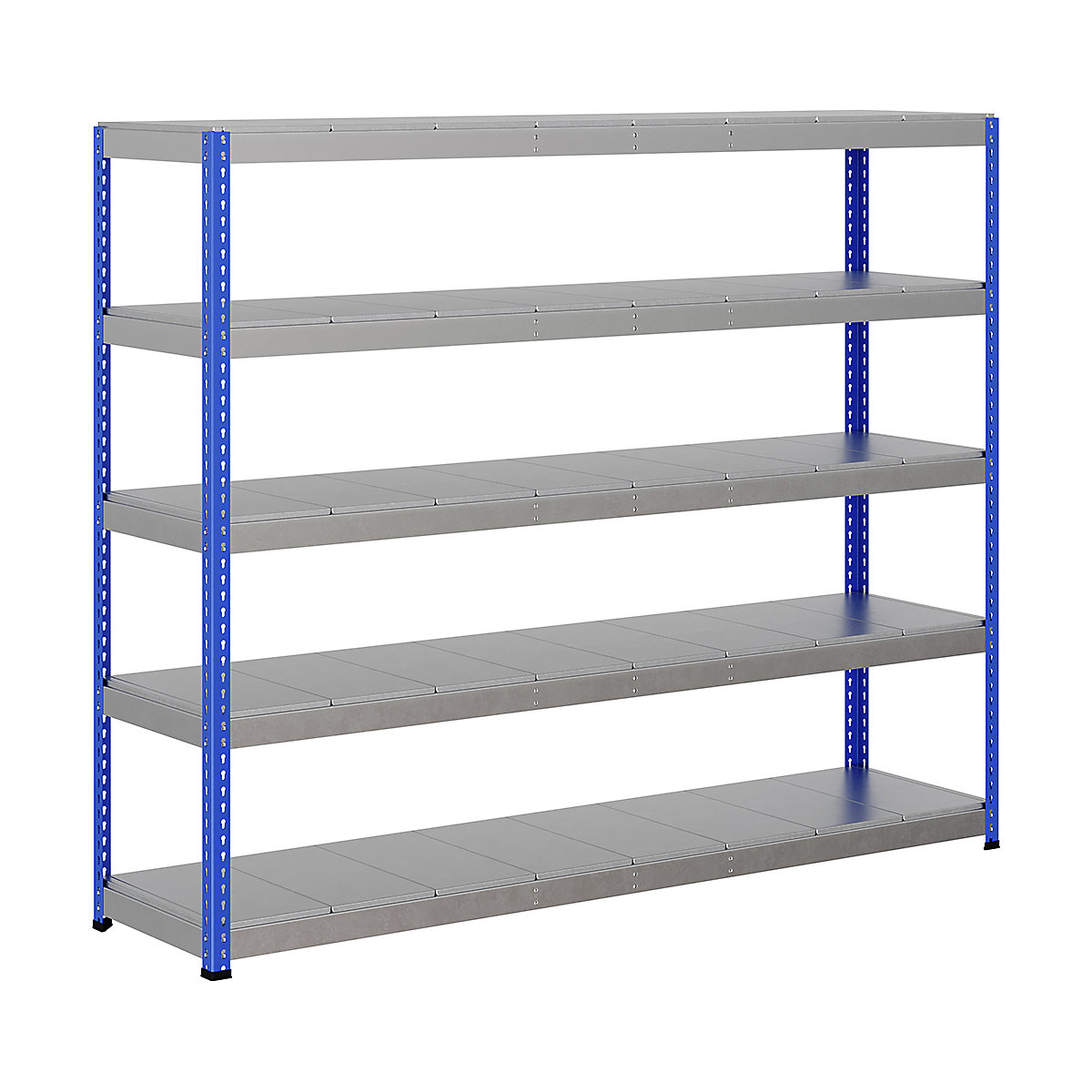BiG400 1980mm High Racking, BiG400 1980mm High Racking, BiG400 Steel Racking 1980h X 2440w X 610d Mm 5 Levels 370kg UDL Blue & Silver-206