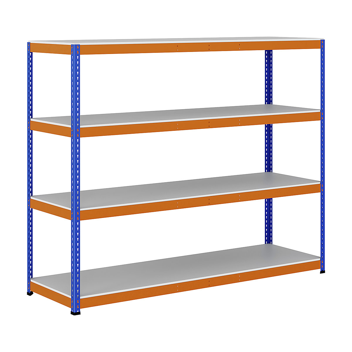 BiG400 1980mm High Racking, BiG400 1980mm High Racking, BiG400 Melamine Racking 1980h x 2440w x 760d mm 4 Levels 400kg UDL Blue & Orange-107