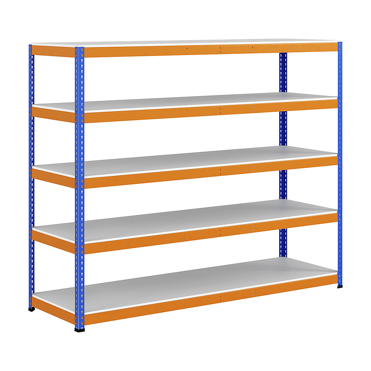 BiG400 1980mm High Racking, BiG400 1980mm High Racking, BiG400 Melamine Racking 1980h X 2440w X 760d Mm 5 Levels 375kg UDL Blue & Orange-109
