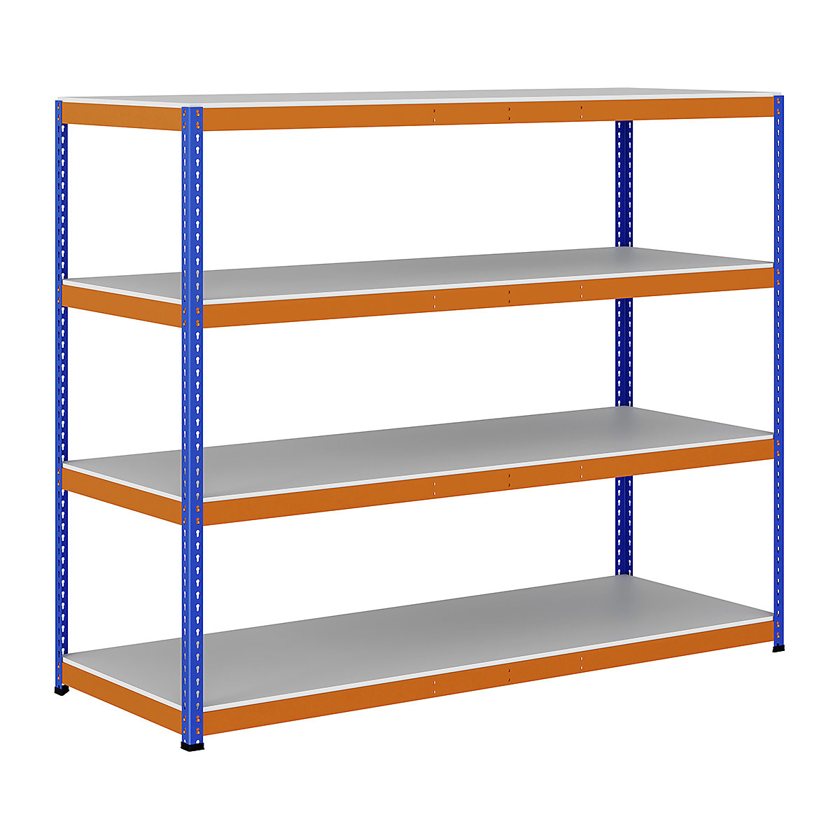 BiG400 1980mm High Racking, BiG400 1980mm High Racking, BiG400 Melamine Racking 1980h x 2440w x 915d mm 4 Levels 400kg UDL Blue & Orange-155