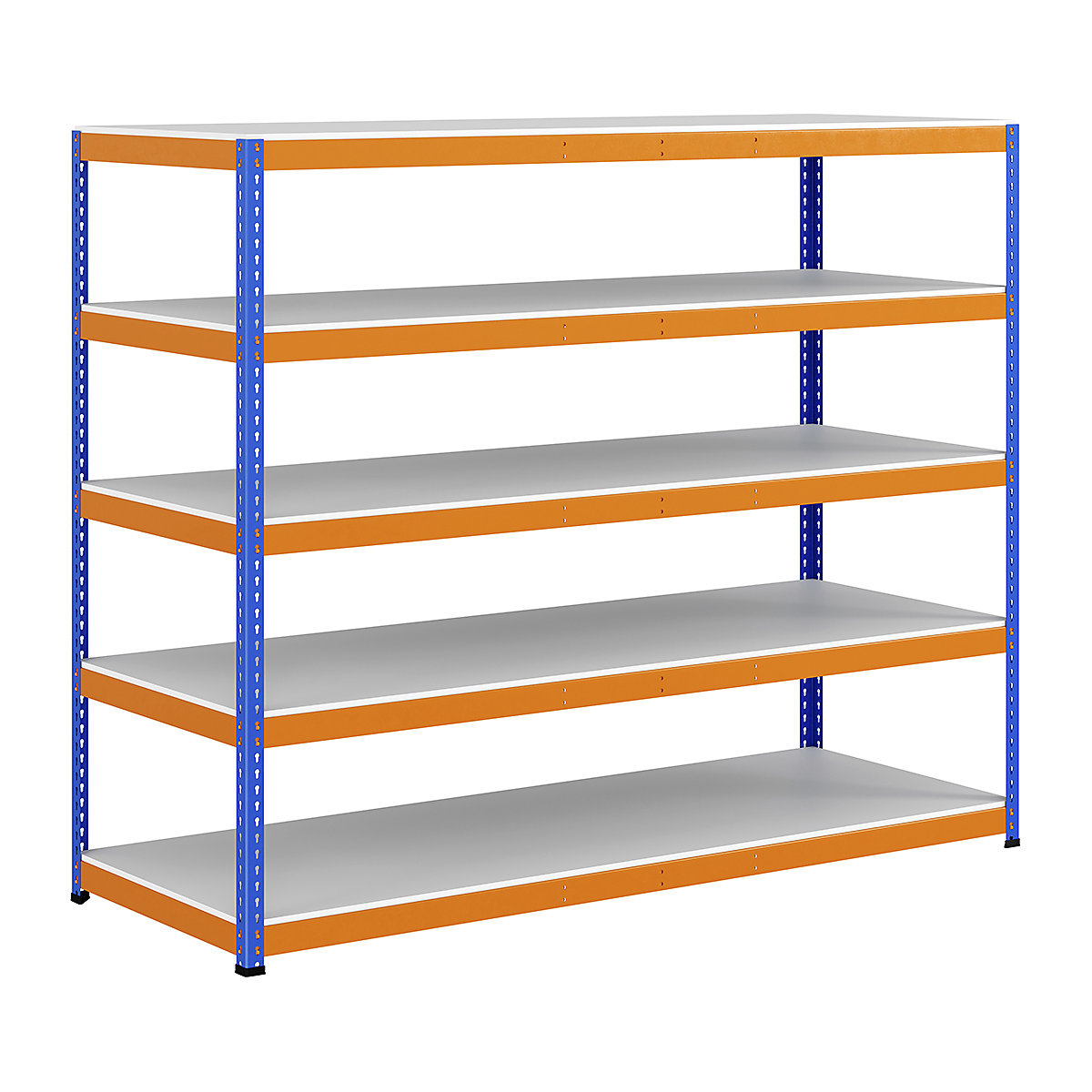 BiG400 1980mm High Racking, BiG400 1980mm High Racking, BiG400 Melamine Racking 1980h X 2440w X 915d Mm 5 Levels 375kg UDL Blue & Orange-312