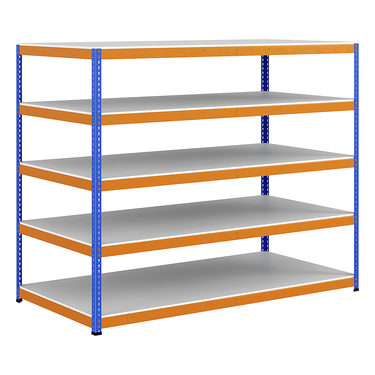 BiG400 1980mm High Racking, BiG400 1980mm High Racking, BiG400 Melamine Racking 1980h x 2440w x 1220d mm 5 Levels 375kg UDL Blue & Orange-134