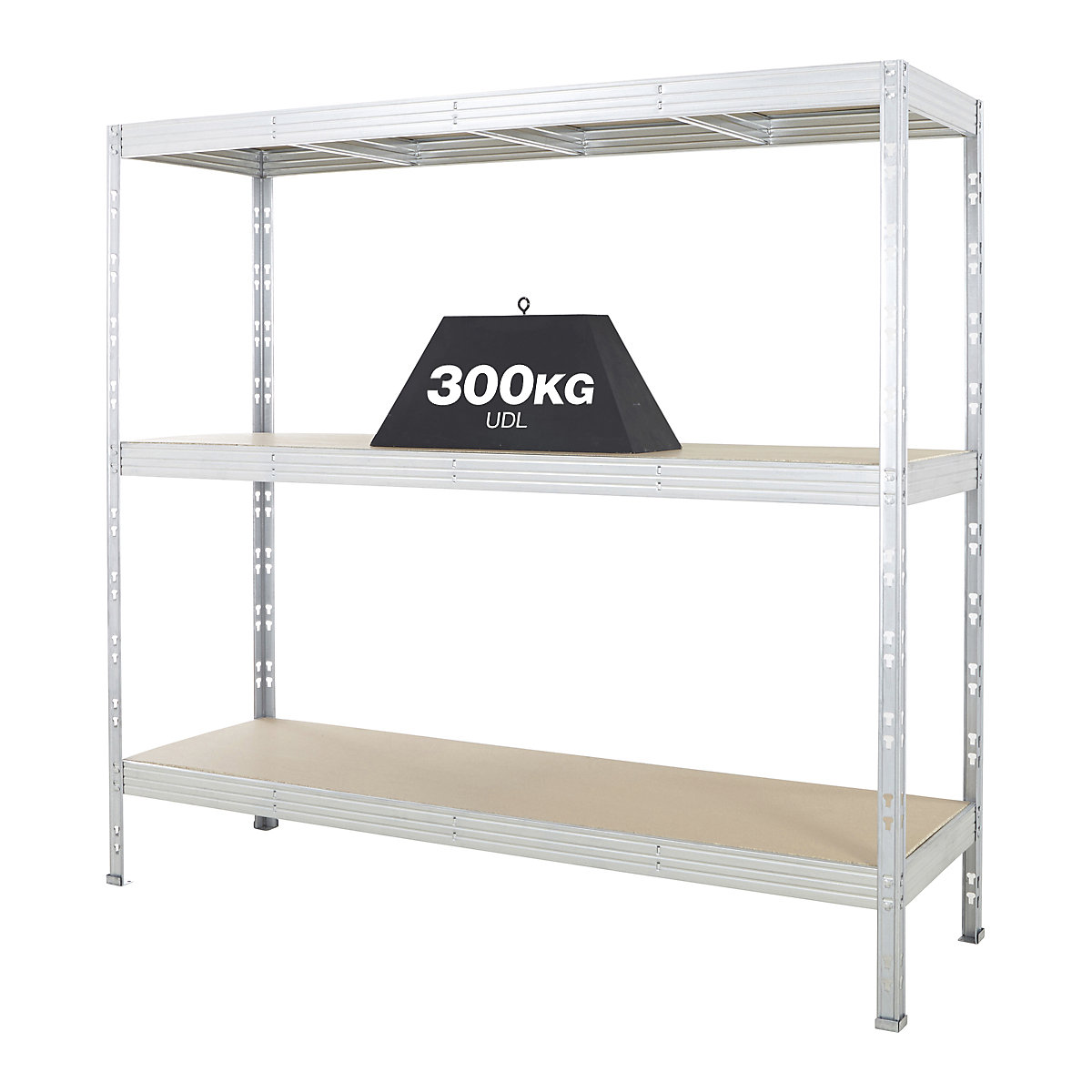 BiGDUG Essentials Medium-Duty 3 Level Shelving Unit, BiGDUG Essentials Medium-Duty 3 Level Shelving Unit, BiGDUG Essentials Medium-Duty Shelving Unit, 3 Shelves, 1860h X 2000w X 600d Mm, 350kg UDL, Galvanised-2