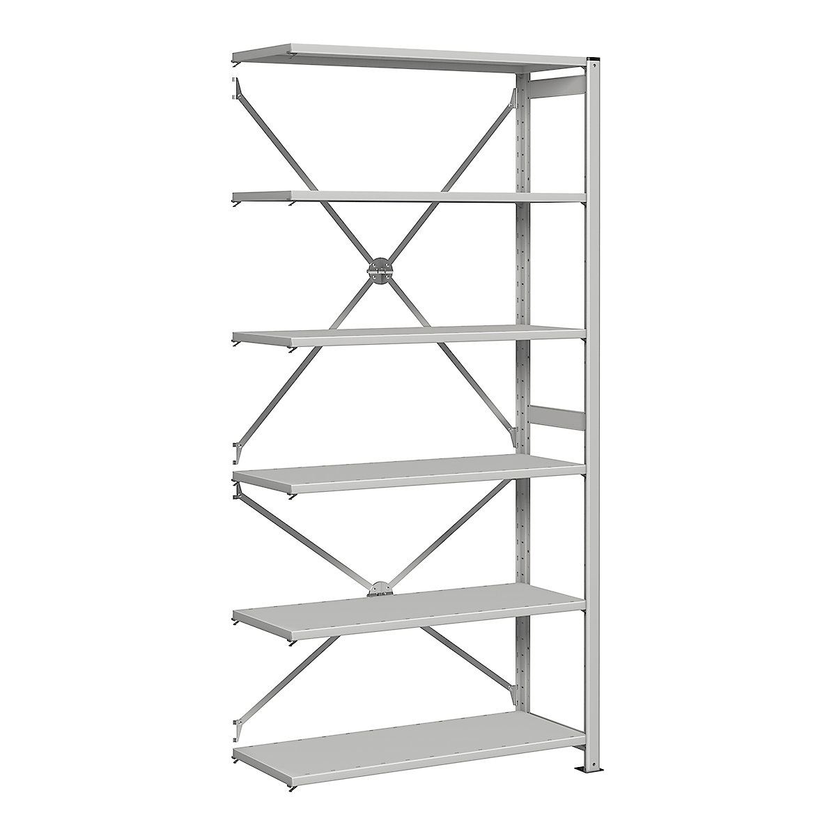 Euro Open Shelving, Euro Open Shelving, Euro Shelving Open Extension Bay | 2100h x 1000w x 300d mm | Light Grey | 6 Shelves | 160kg UDL*-0