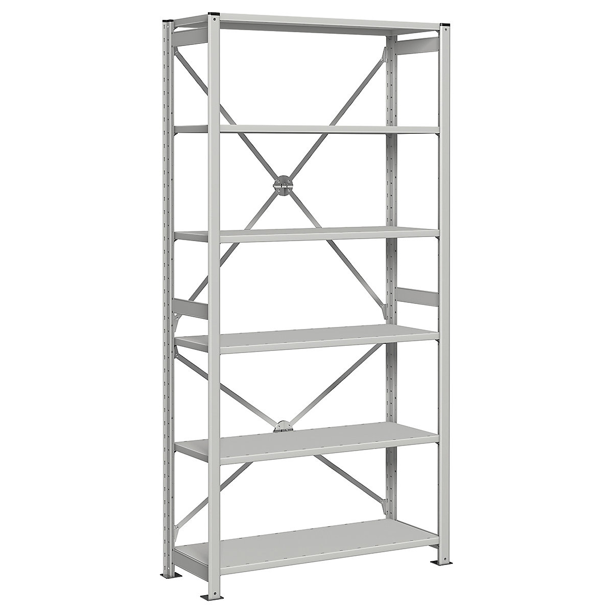 Euro Open Shelving, Euro Open Shelving, Euro Shelving Open Starter Bay | 2100h x 1000w x 300d mm | Light Grey | 6 Shelves | 160kg UDL*-2