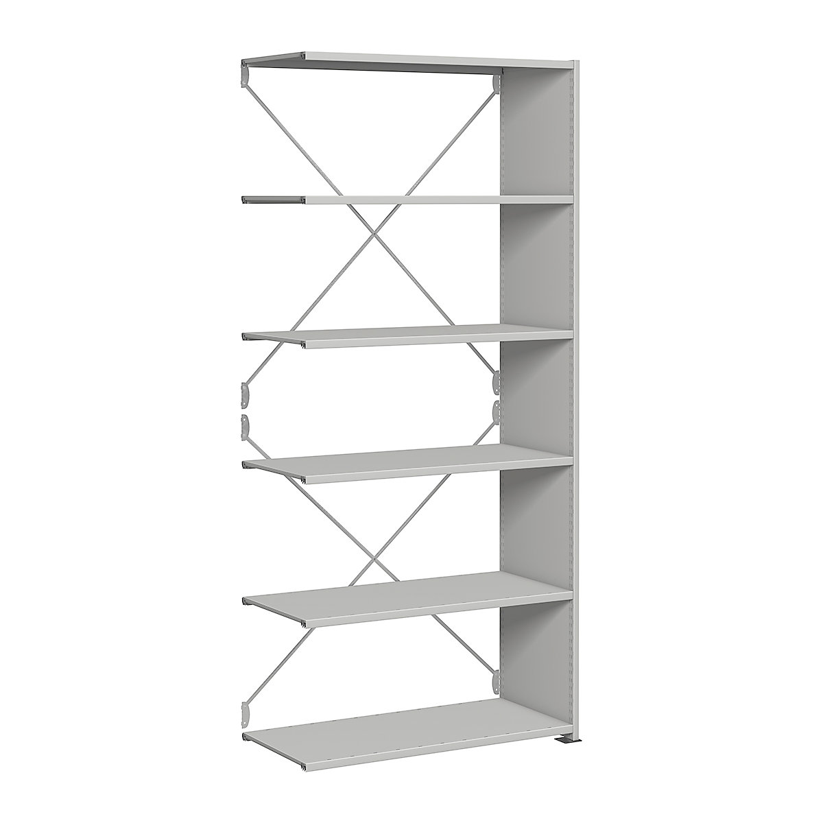 Stormor Duo Open Shelving, Stormor Duo Open Shelving, Stormor Duo Shelving Open Extension Bay | 1850h x 1000w x 300d mm | Light Grey | 6 Shelves | 70kg UDL*-0