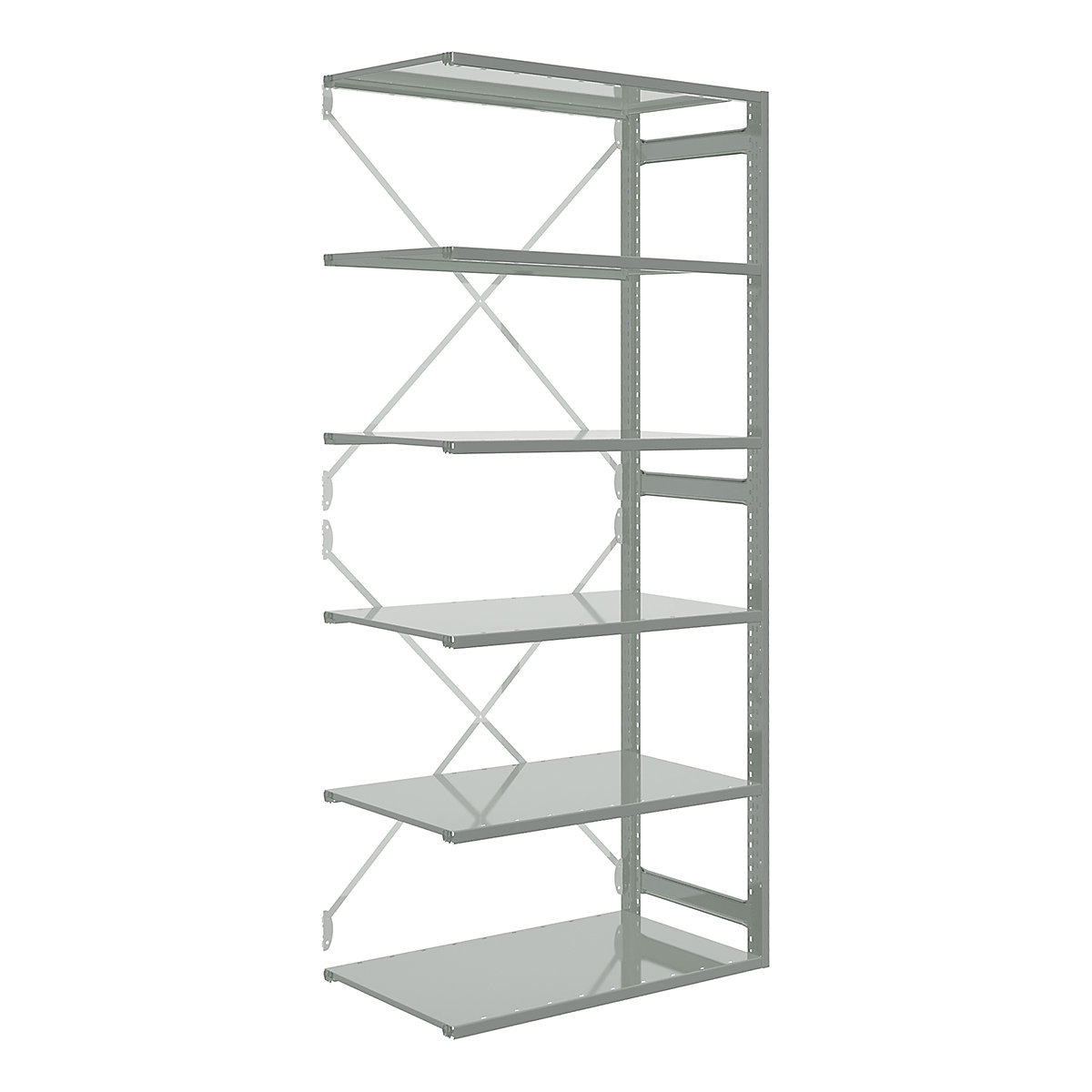 Stormor Mono Open Shelving, Stormor Mono Open Shelving, Stormor Mono Shelving Open Extension Bay | 1850h x 1000w x 300d mm | Light Grey | 6 Shelves | 70kg UDL*-0