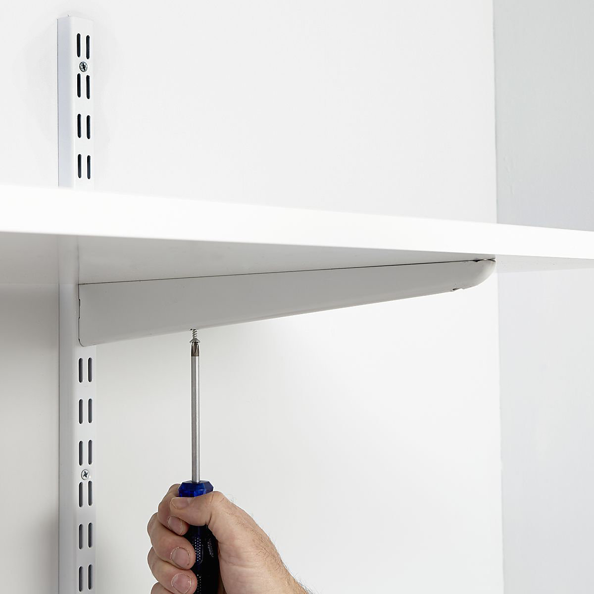 TwinSlot Light-Duty Custom-Build Wall Mounted Shelving System - Matt White (Product illustration 13)-12