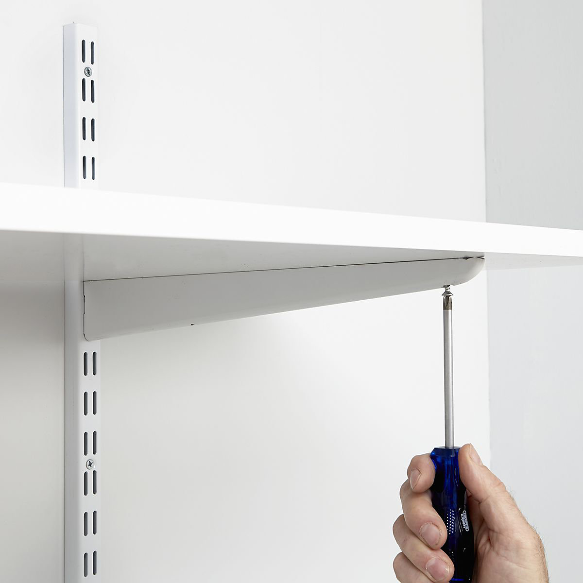TwinSlot Light-Duty Custom-Build Wall Mounted Shelving System - Matt White (Product illustration 12)-11