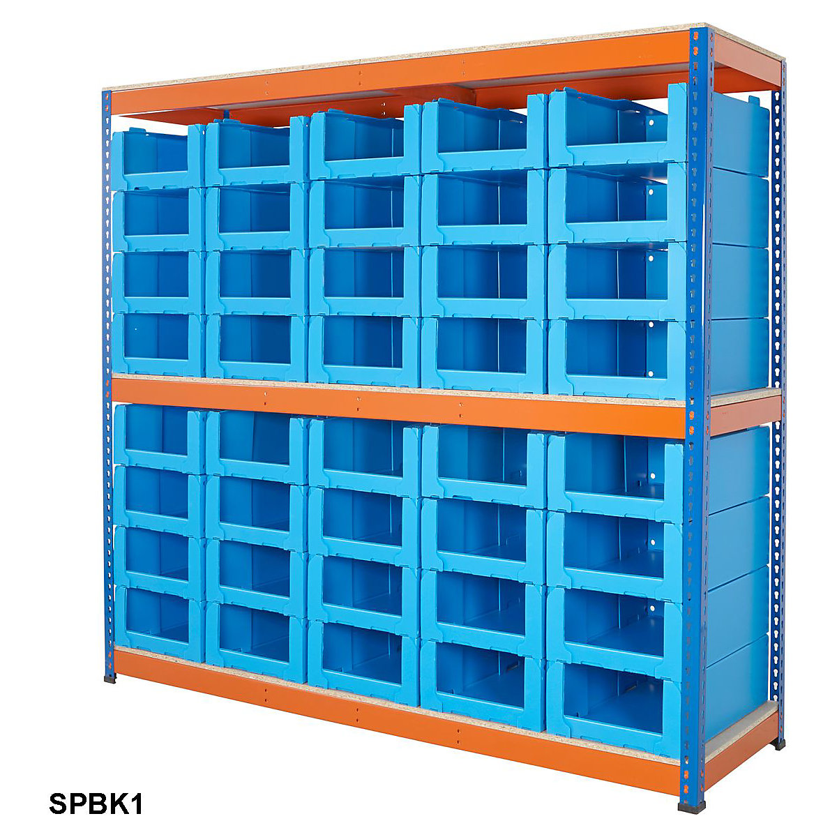 BiG400 Correx Euro Stacking Pick Bin Kits, BiG400 Correx Euro Stacking Pick Bin Kits, BiG400 Correx® Euro Stacking Pick Bin Kit 1980h x 2135w x 610d mm with 40x Bins 400kg UDL Blue & Orange-2