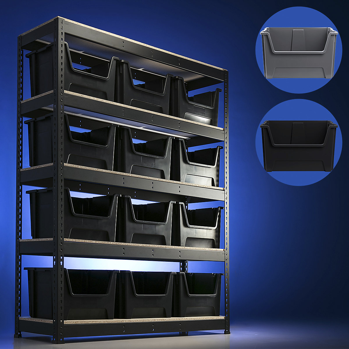 BiG400 Matt Black Racking Storage Kits | Stacking Pick Bins