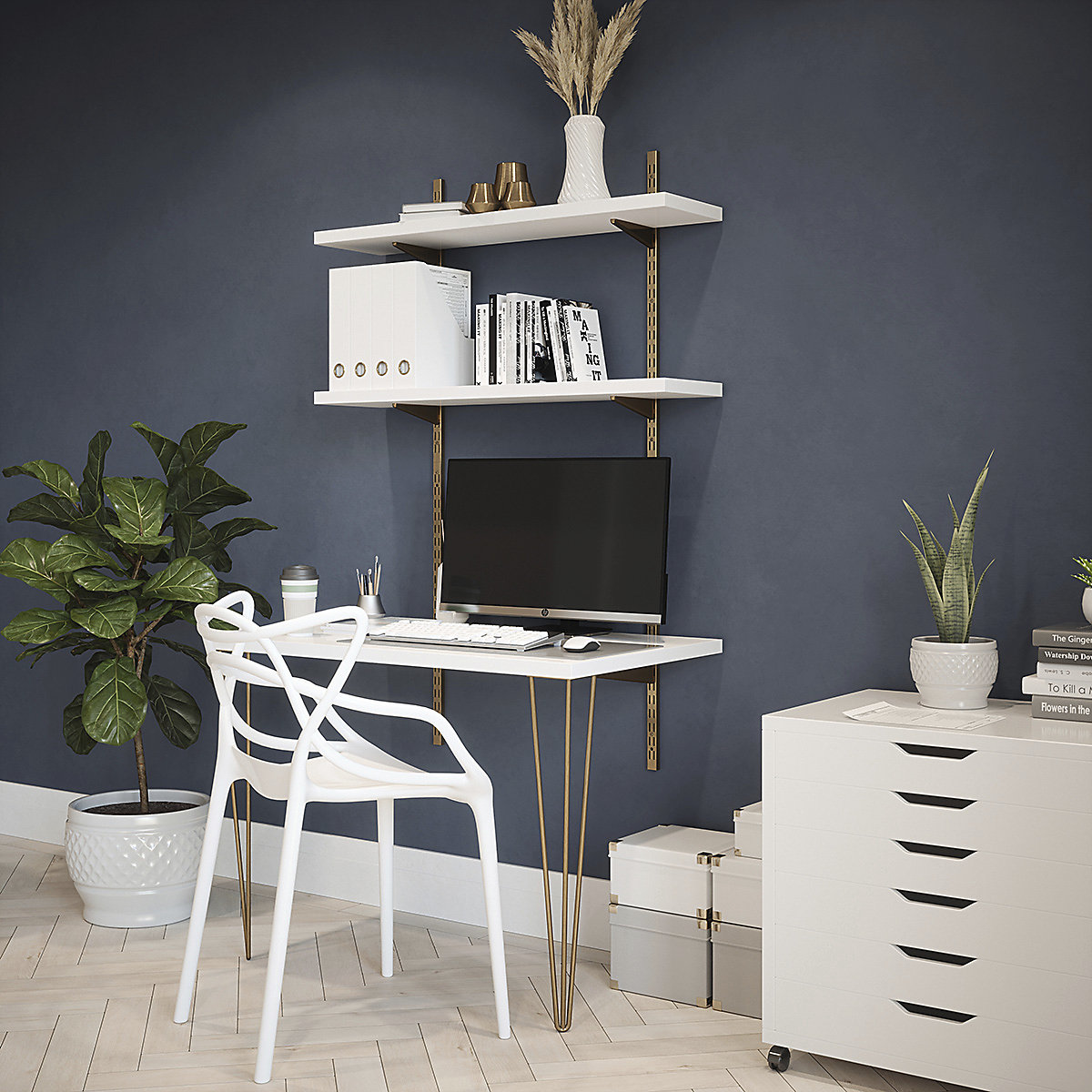 Wall Mounted Shelving Kit & Desk