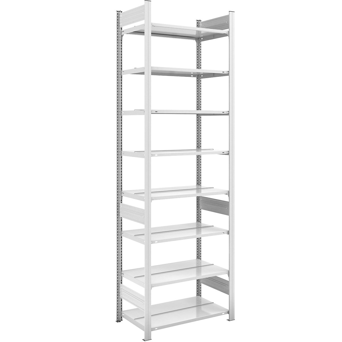 Boltless filing shelf unit, RAL 7035 – hofe, shelf height 2700 mm, double sided, standard shelf unit, WxD 750 x 600 mm-0