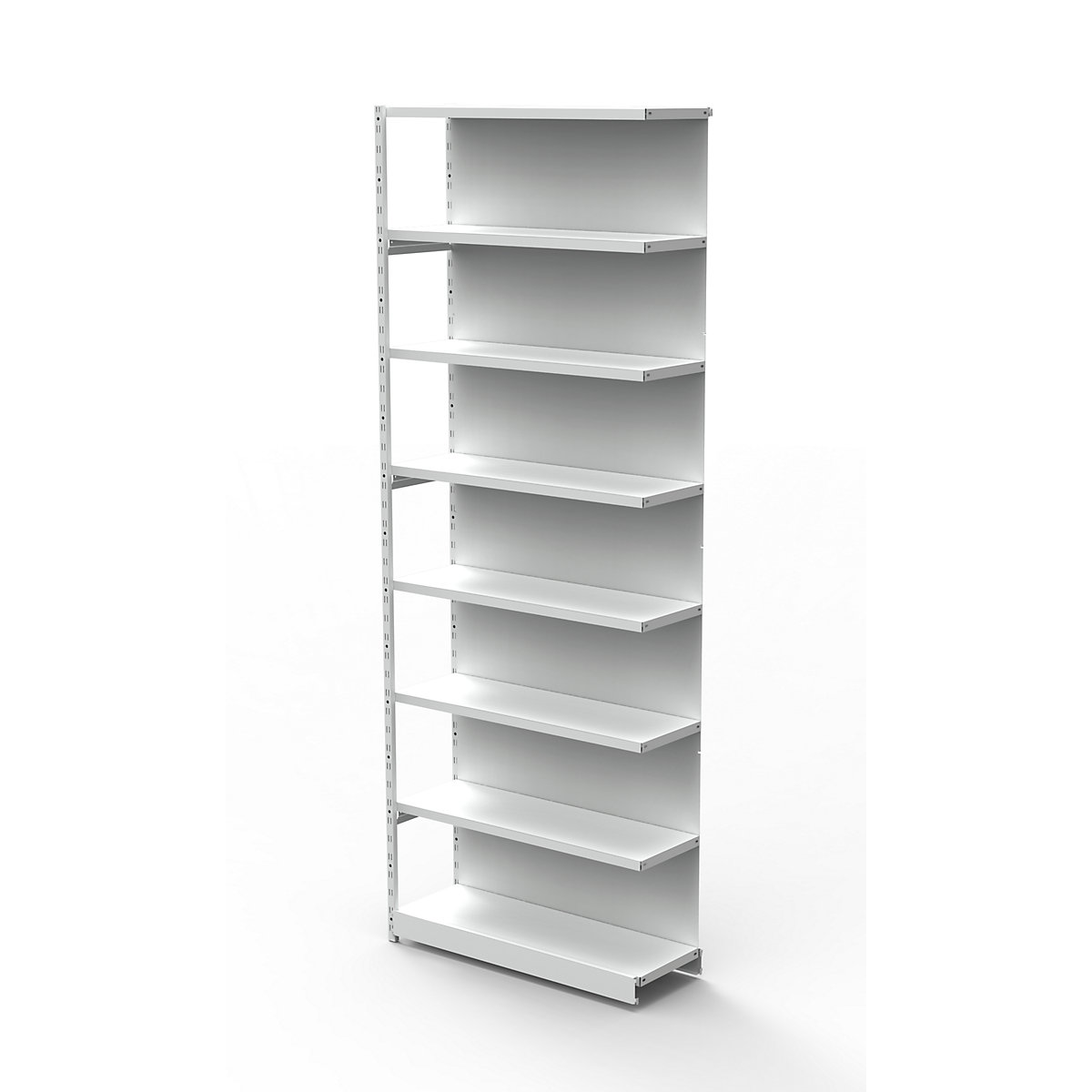 Boltless office shelving unit, with rear wall