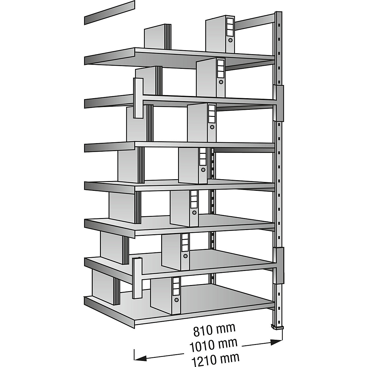 Boltless shelving units for files and archives, zinc plated