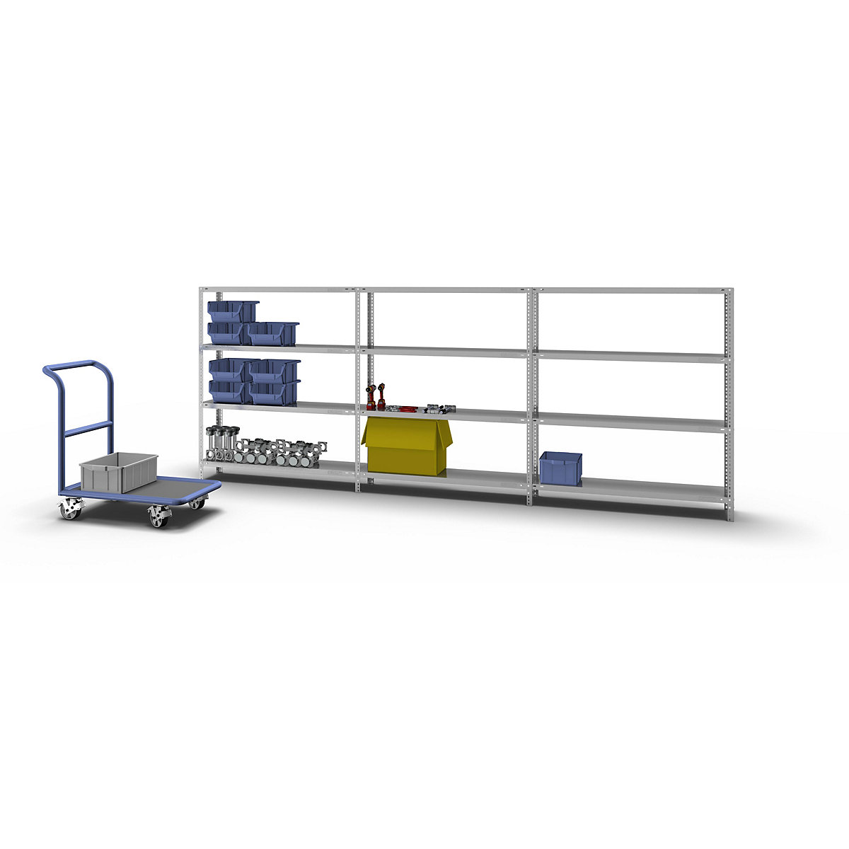 Bolt-together shelf unit, light duty, zinc plated – eurokraft pro (Product illustration 2)-1