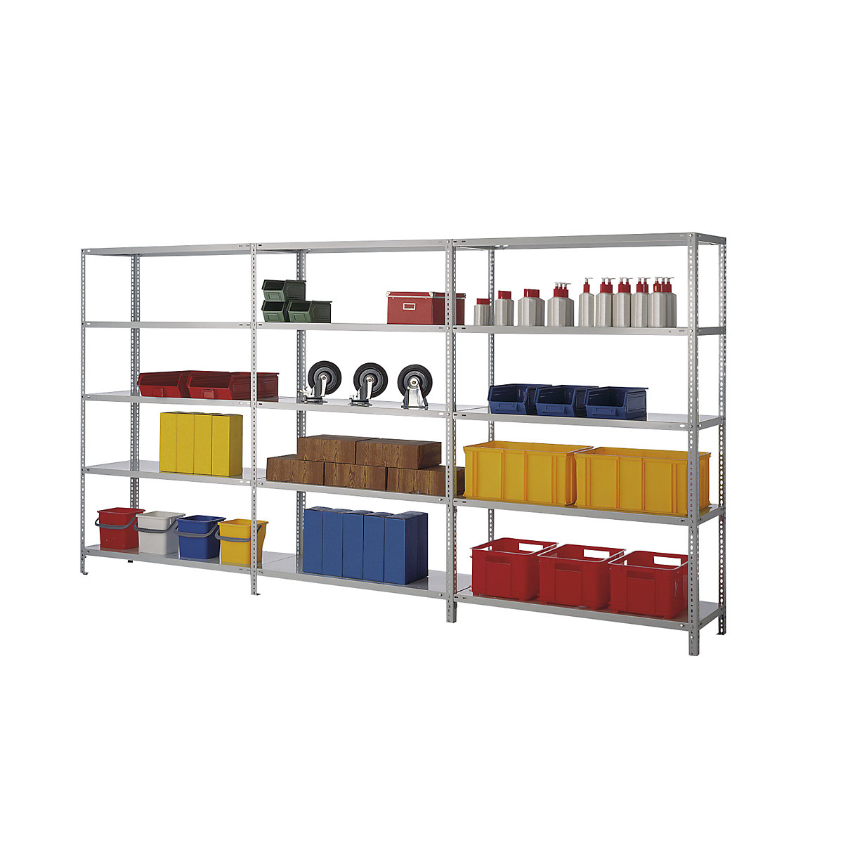 Bolt-together storage shelving, RAL 7035, medium duty – eurokraft pro (Product illustration 4)-3